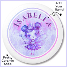 Anpassat namn Lila Fairy Princess Ceramic Knob