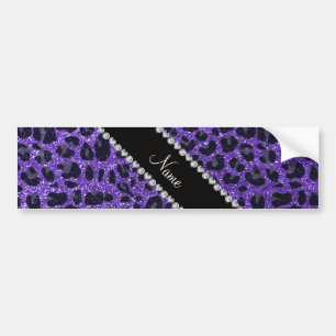 Anpassat namn lila glitter leopard spots bildekal
