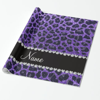 Anpassat namn lila glitter leopard spots presentpapper