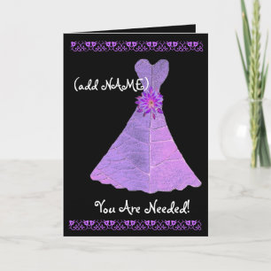 (Anpassat namn) LILA Gown Maid of honor Inbjudan
