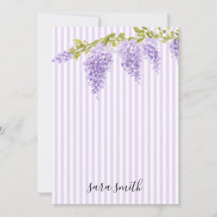 Anpassat Namn Lila Wisteria Blomma Anpassad Rand Inbjudningar