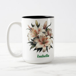 Anpassat namn, lilies Two-Tone-kaffe Mugg, 15 oz Två-Tonad Mugg