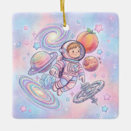 Anpassat namn Lilla Astronautpojken Rymdgalaxen Julgransprydnad Keramik