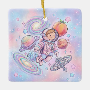 Anpassat namn Lilla Astronautpojken Rymdgalaxen Julgransprydnad Keramik