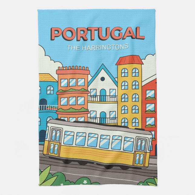 Anpassat namn Lissabon Portugal Kökshandduk (Vertikal)