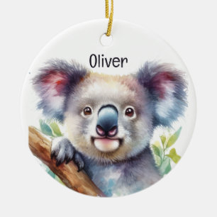 Anpassat namn Little Koala Bear Australian Animal Julgransprydnad Keramik