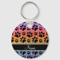 Anpassat namn, ljus regnbåge, svart hund glitter t
