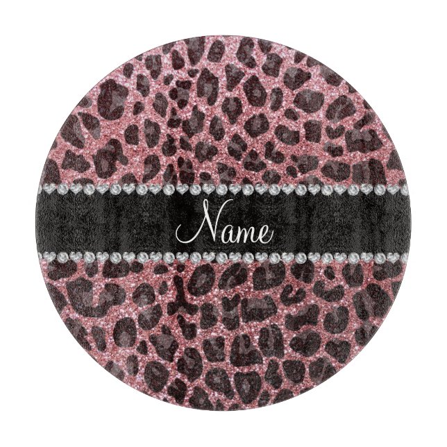 Anpassat namn ljust rosa glitter leopard (Framsidan)