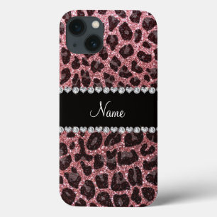 Anpassat namn ljust rosa glitter leopard