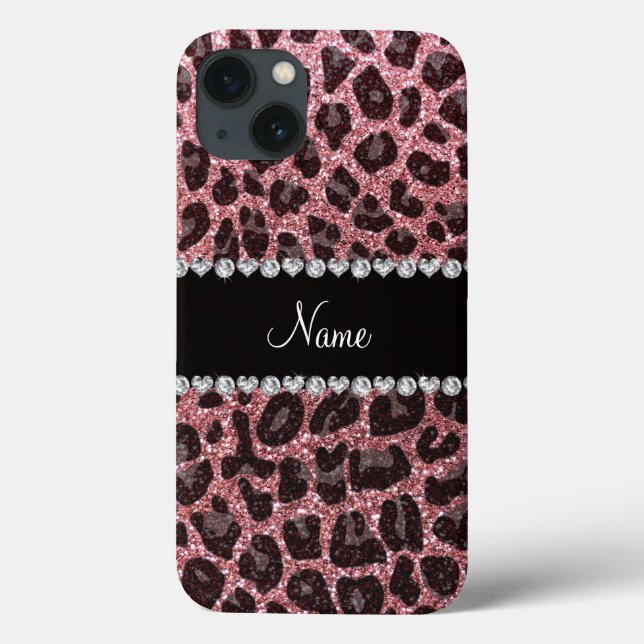Anpassat namn ljust rosa glitter leopard (Baksida)