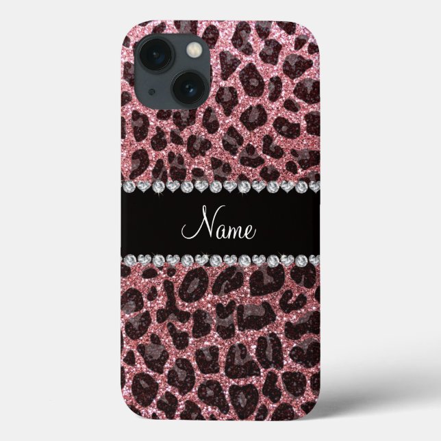 Anpassat namn ljust rosa glitter leopard (Baksida)