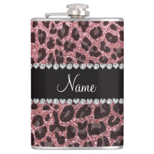 Anpassat namn ljust rosa glitter leopard fickplunta