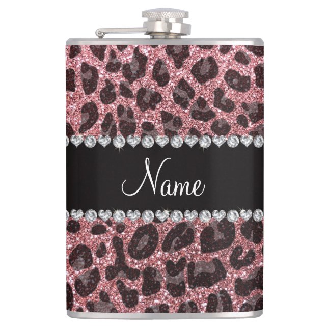 Anpassat namn ljust rosa glitter leopard fickplunta (Framsidan)