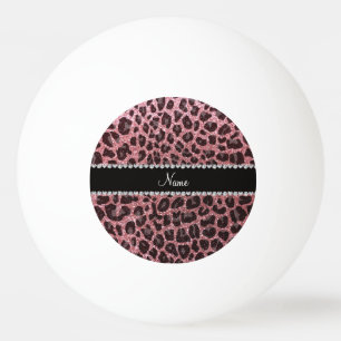 Anpassat namn ljust rosa glitter leopard pingisboll