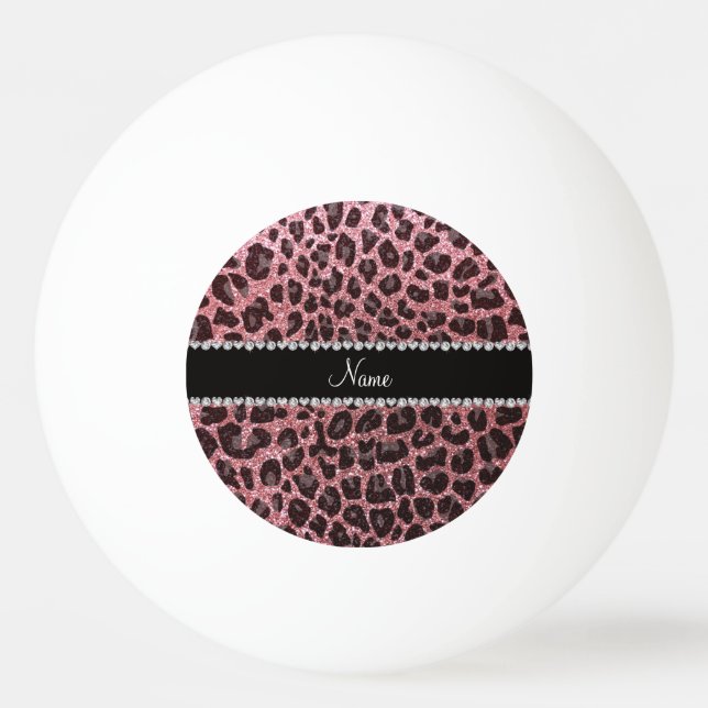 Anpassat namn ljust rosa glitter leopard pingisboll (Baksidan)
