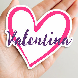 Anpassat Namn Ljust Rosa Hjärtform Trendigt Stylig Klistermärken