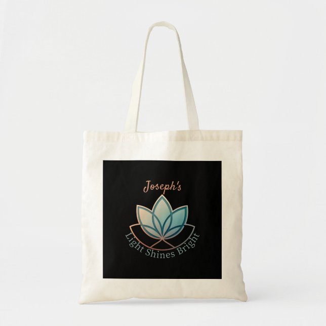 Anpassat namn Lotus Tote Bag - [NAMN] Shines Brigh Tygkasse (Framsidan)