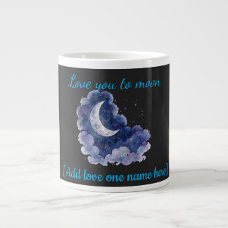 Anpassat Namn Love You to the Moon Vattenfärg Måne Jumbo Mugg