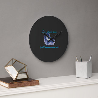 Anpassat Namn Love You to the Moon Watercolor Moon Stor Klocka