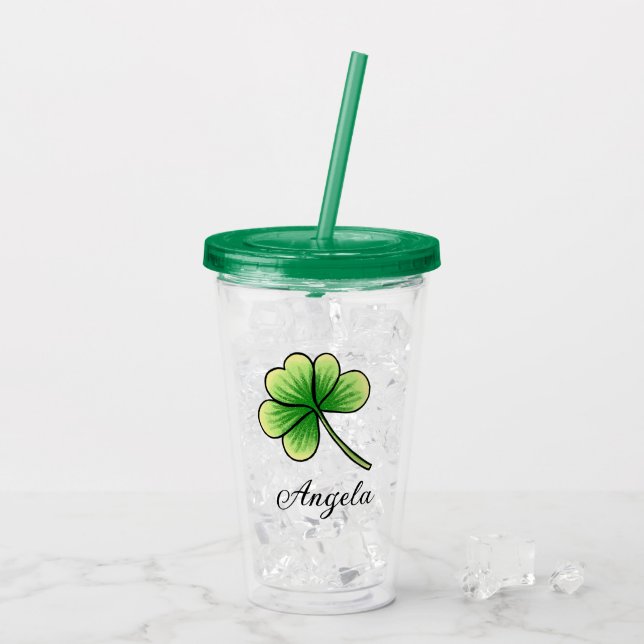 Anpassat namn Lucky Klöver St. Patrick's Day Take Away Mugg (Baksida Ice)