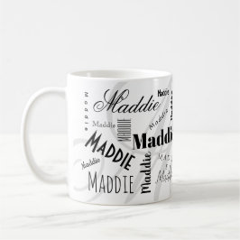 Anpassat namn Maddie Svart Vit Kaffemugg
