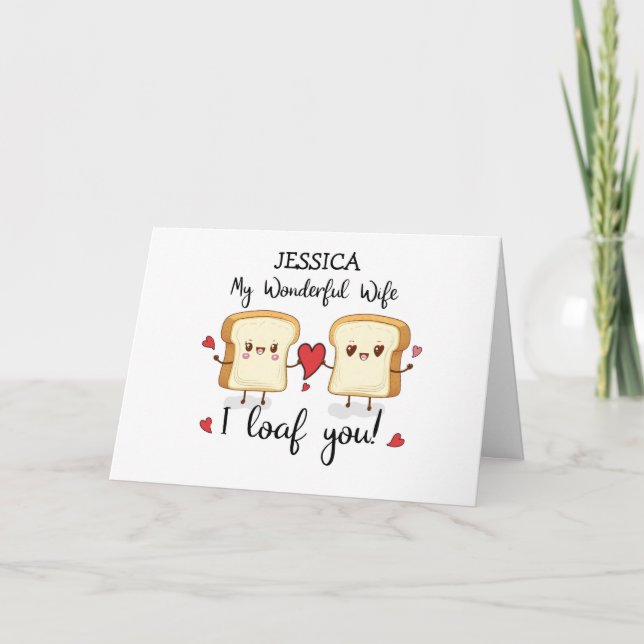 Anpassat namn Maka Valentines day Loaf You Cute Pu Kort (Framsida)