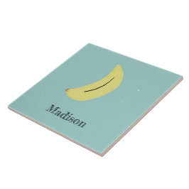 Anpassat namn målat banan i blått kakelplatta
