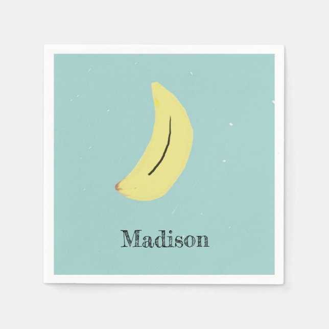 Anpassat namn målat banan i blått pappersservett (Framsidan)