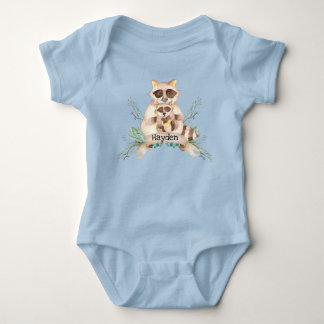 Anpassat Namn Mamma och Baby Raccoon Baby Kroppsov T Shirt