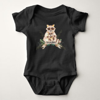 Anpassat Namn Mamma och Baby Tvättbjörn Baby Bodys T Shirt