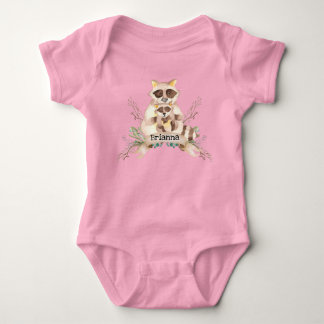 Anpassat Namn Mamma och Baby Tvättbjörn Baby Kropp T Shirt