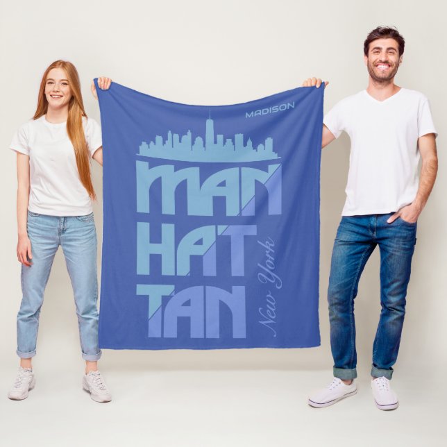 Anpassat namn Manhattan New York Fleecefilt (På plats)