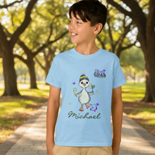 Anpassat Namn Mardi Gras Pojke Gås Karneval T-Shir T Shirt