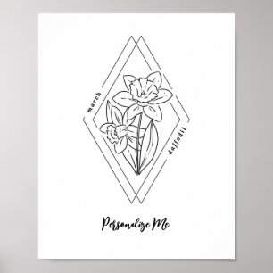 Anpassat namn mars Daffodil Birth Flower Poster