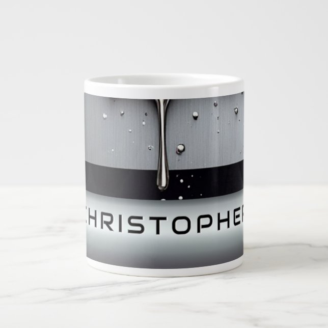 Anpassat namn med droppande flytande metall jumbo mugg (Framsidan)