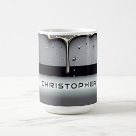 Anpassat namn med droppande flytande metall kaffemugg