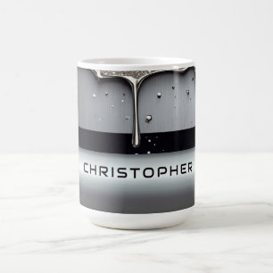 Anpassat namn med droppande flytande metall kaffemugg