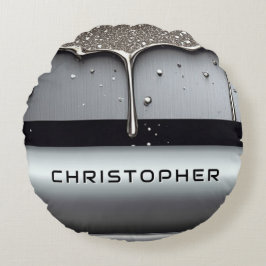 Anpassat namn med droppande flytande metall rund kudde