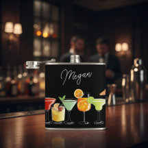 Anpassat namn med färgglada handritade cocktails