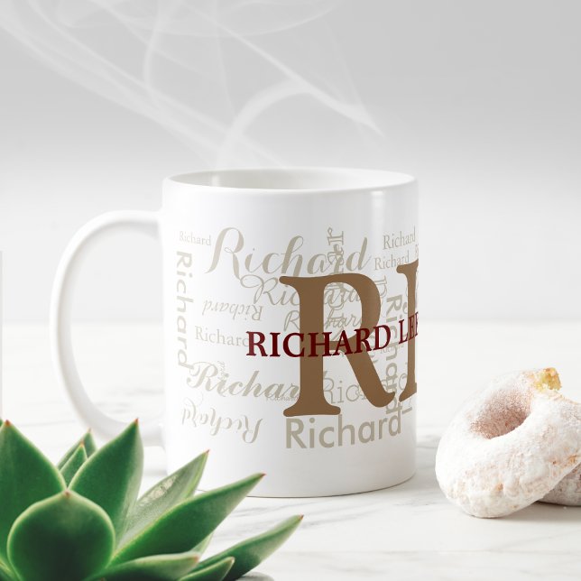 Anpassat namn med initialer personlig monogram kaffemugg (Skapare uppladdad)