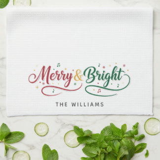 Anpassat Namn Merry & Bright Script Minimalistisk Kökshandduk
