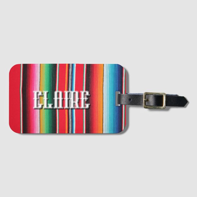 Anpassat namn Mexico Serape – Mexikansk Poncho-ran Bagagebricka (Framsida horisontal)