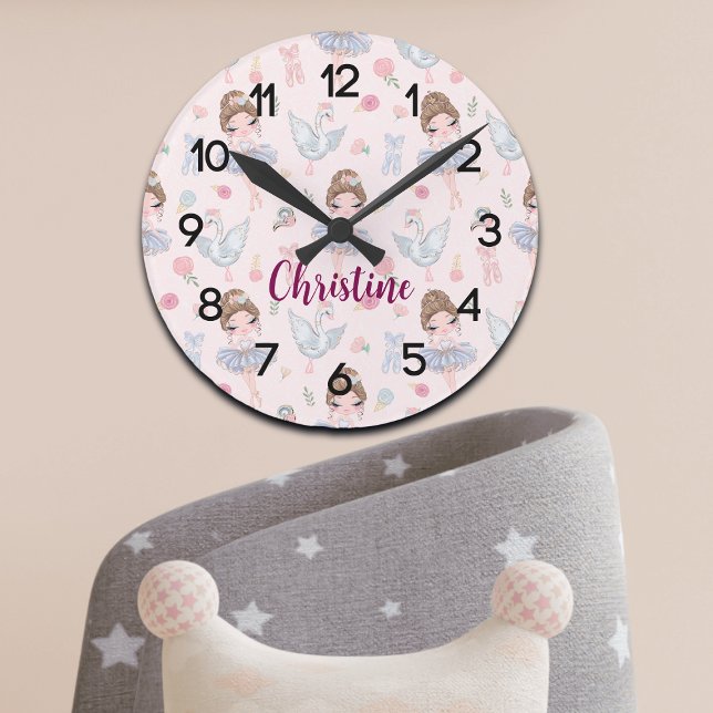 Anpassat namn Min sötare Ballerina Nursery Rund Klocka (Skapare uppladdad)