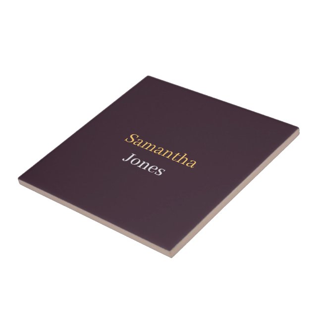 Anpassat namn minimalistisk modern burgunder kakelplatta (Sidan)
