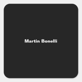Anpassat namn - minimalistisk modern svart vit fyrkantigt klistermärke