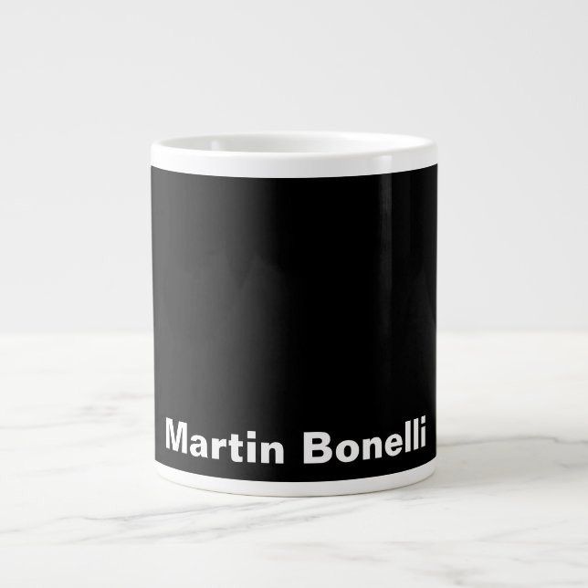 Anpassat namn - minimalistisk modern svart vit jumbo mugg (Framsidan)