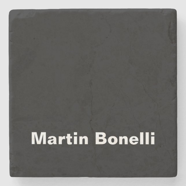 Anpassat namn - minimalistisk modern svart vit stenunderlägg (Framsidan)