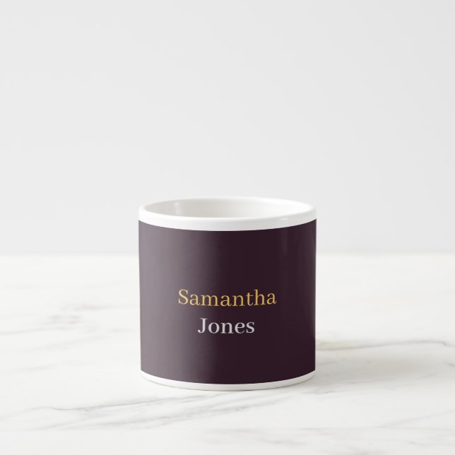 Anpassat namn minimalistisk modern vinröd espressomugg (Framsidan)
