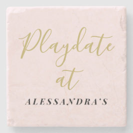 Anpassat Namn Minimalistisk Rolig Pastell Rosa Gul Stenunderlägg