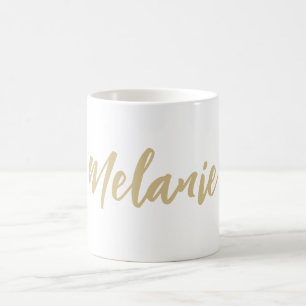 Anpassat namn, minimalistiskt Guld vitkaffe Mugg